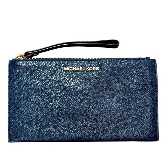 Michael Kors Navy Blue Leather Wristlet - Picture 1 of 5